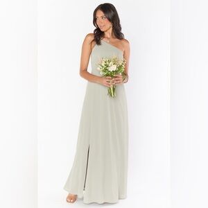 Show me your mumu Shannon one shoulder bridesmaid dress in moss green